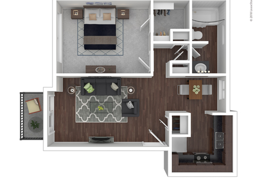 Van Noy (1 Bedroom / 1 Bath): Beds - 1: Baths - 1: SqFt Range - 670 to 670