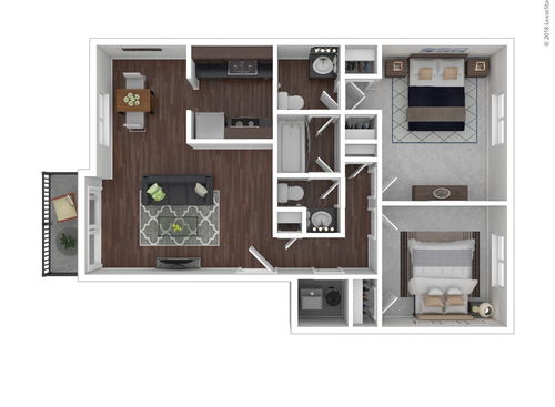 Lovell (2 Bedroom / 1.5 Bath): Beds - 2: Baths - 1.5: SqFt Range - 800 to 800