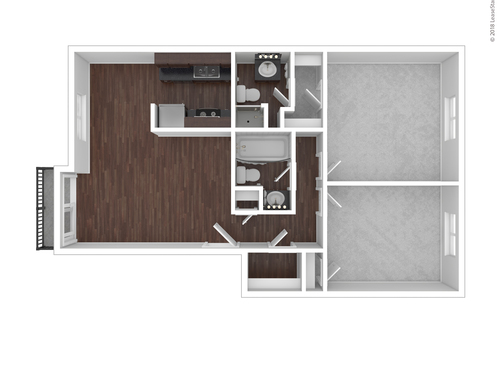 Eames (2 Bedroom / 2 Bath): Beds - 2: Baths - 2: SqFt Range - 848 to 848