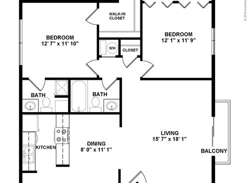 Arlington (2 Bedroom / 2 Bath): Beds - 2: Baths - 2: SqFt Range - 990 to 990