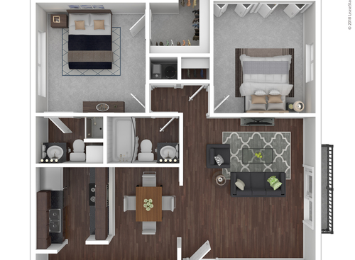 Arlington (2 Bedroom / 2 Bath): Beds - 2: Baths - 2: SqFt Range - 990 to 990