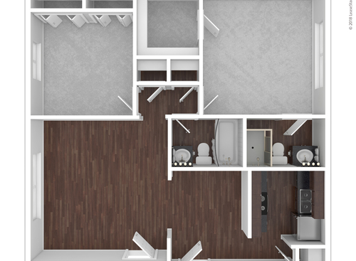 Glessner (2 Bedroom / 2 Bath): Beds - 2: Baths - 2: SqFt Range - 1009 to 1009