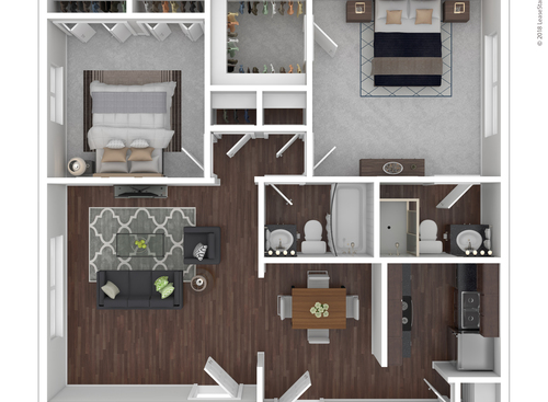 Glessner (2 Bedroom / 2 Bath): Beds - 2: Baths - 2: SqFt Range - 1009 to 1009