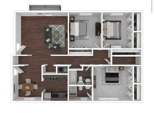 Monticello (3 Bedroom / 2 Bath): Beds - 3: Baths - 2: SqFt Range - 1327 to 1327