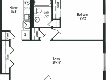 A1: Beds - 1: Baths - 1: SqFt Range - 672 to 672