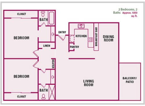 Two Bedroom: Beds - 2: Baths - 2: SqFt Range - 1400 to 1400