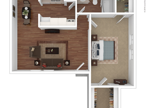 One Bedroom/One Bath: Beds - 1: Baths - 1: SqFt Range - 765 to 765