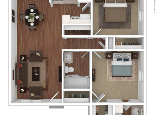 Two Bedroom/1.5 Bath: Beds - 2: Baths - 1.5: SqFt Range - 960 to 960