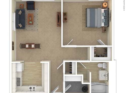 1 Bedroom Garden Style Apartments: Beds - 1: Baths - 1: SqFt Range - 631 to 631