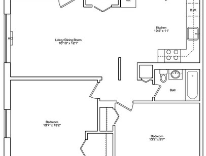 B-1-M-1: Beds - 2: Baths - 1: SqFt Range - 840 to 840