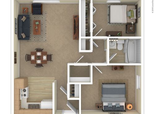 2 Bedroom: Beds - 2: Baths - 1: SqFt Range - 690 to 690