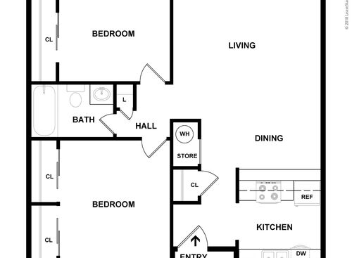 2BR: Beds - 2: Baths - 1: SqFt Range - 750 to 750