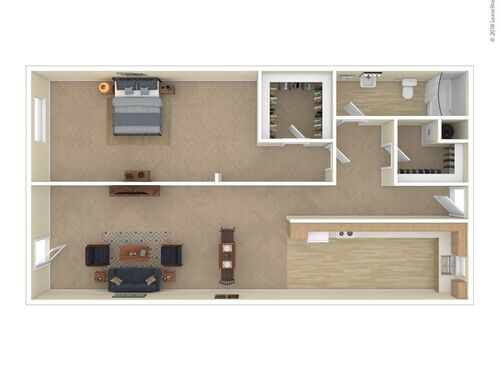 1 Bedroom: Beds - 1: Baths - 1: SqFt Range - 550 to 550