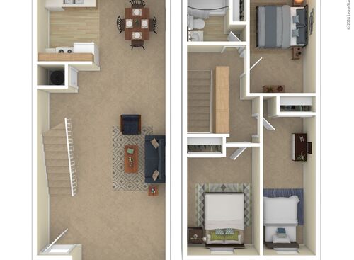 3 Bedroom: Beds - 3: Baths - 1: SqFt Range - 950 to 950