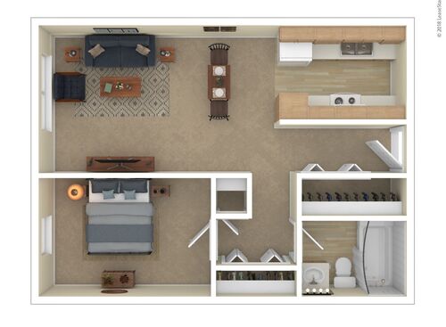 1 Bedroom: Beds - 1: Baths - 1: SqFt Range - 570 to 570