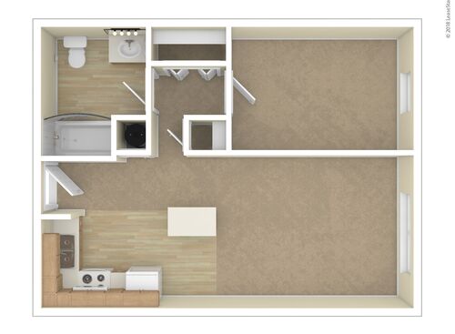 1 Bedroom: Beds - 1: Baths - 1: SqFt Range - 570 to 570