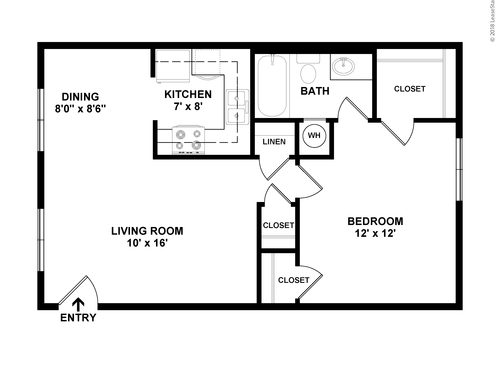 1 Bedroom: Beds - 1: Baths - 1: SqFt Range - 640 to 640