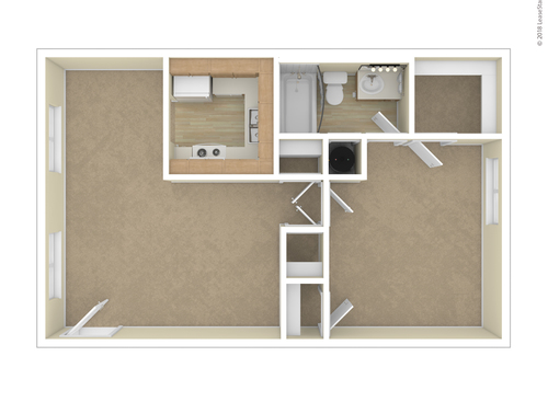 1 Bedroom: Beds - 1: Baths - 1: SqFt Range - 640 to 640