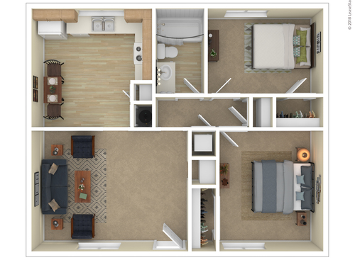 2 Bedroom: Beds - 2: Baths - 1: SqFt Range - 864 to 864
