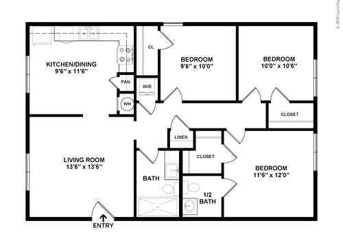3 Bedroom: Beds - 3: Baths - 1: SqFt Range - 982 to 982