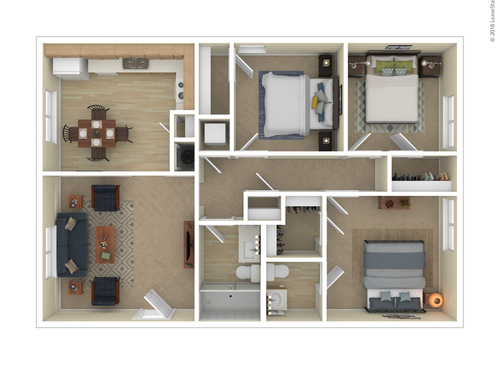 3 Bedroom: Beds - 3: Baths - 1: SqFt Range - 982 to 982