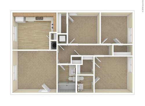 3 Bedroom: Beds - 3: Baths - 1: SqFt Range - 982 to 982