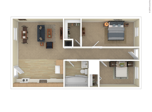 2 Bedroom: Beds - 2: Baths - 1: SqFt Range - 766 to 766
