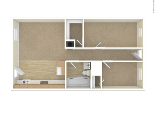2 Bedroom: Beds - 2: Baths - 1: SqFt Range - 766 to 766