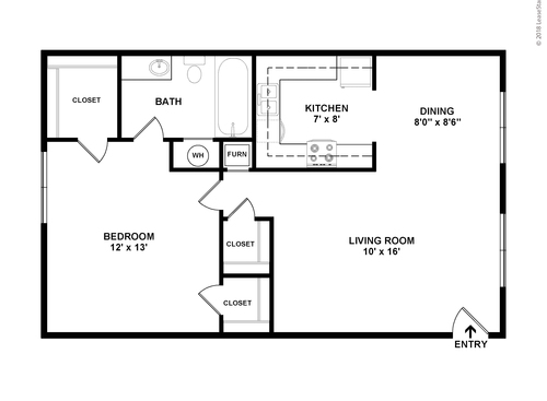 One Bedroom: Beds - 1: Baths - 1: SqFt Range - 640 to 640