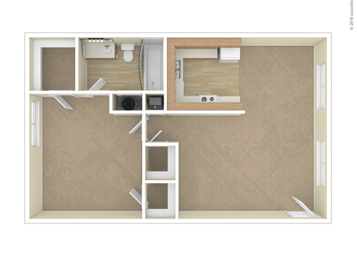One Bedroom: Beds - 1: Baths - 1: SqFt Range - 640 to 640