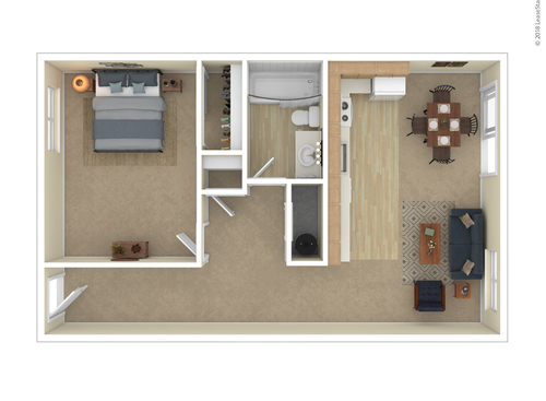 1 Bedroom Flat: Beds - 1: Baths - 1: SqFt Range - 762 to 762