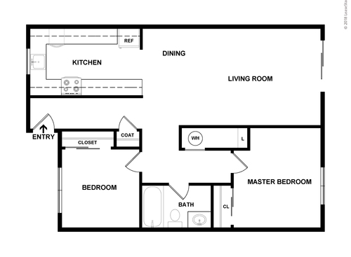 2 Bedroom Flat: Beds - 2: Baths - 1: SqFt Range - 725 to 725