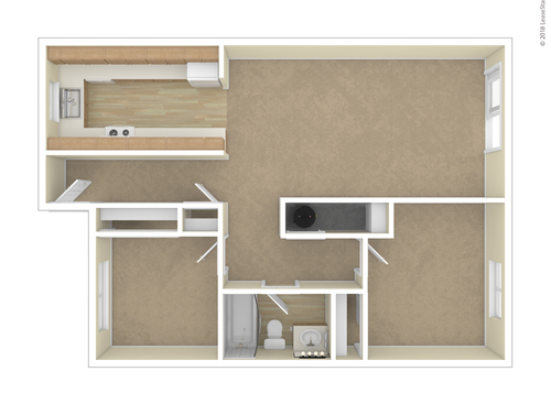 2 Bedroom Flat: Beds - 2: Baths - 1: SqFt Range - 725 to 725