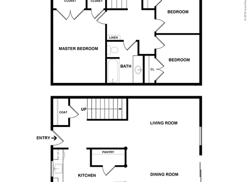 3 Bedroom Town House: Beds - 3: Baths - 1: SqFt Range - 1022 to 1022