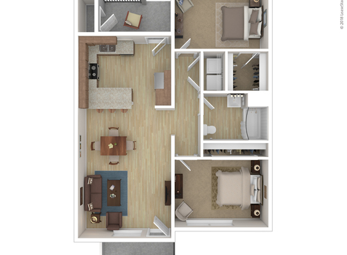 Oak Park 3 - Two Bedroom Flat - 2 bed - 1 bath - 1024 sf