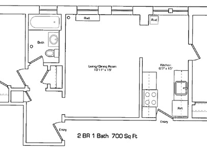 2 Bedroom: Beds - 2: Baths - 1: SqFt Range - 700 to 700