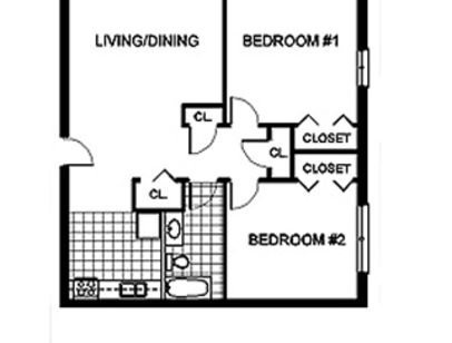 2BR-1BTH 730sf: Beds - 2: Baths - 1: SqFt Range - 730 to 730
