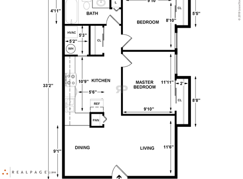 2 Bedroom: Beds - 2: Baths - 1: SqFt Range - 820 to 820