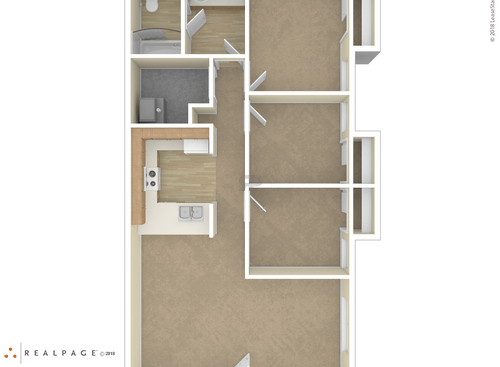 3 Bedroom: Beds - 3: Baths - 1: SqFt Range - 980 to 980