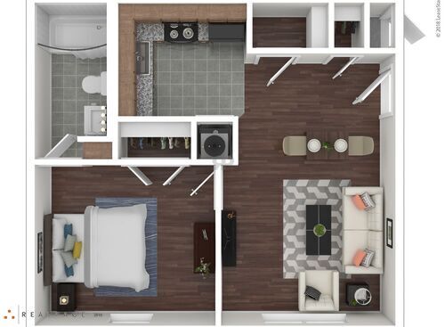 One Bedroom: Beds - 1: Baths - 1: SqFt Range - 600 to 600