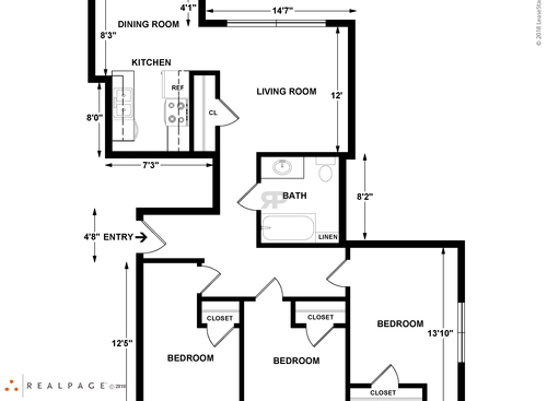 3 Bedroom: Beds - 3: Baths - 1: SqFt Range - 828 to 828