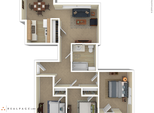 3 Bedroom: Beds - 3: Baths - 1: SqFt Range - 828 to 828