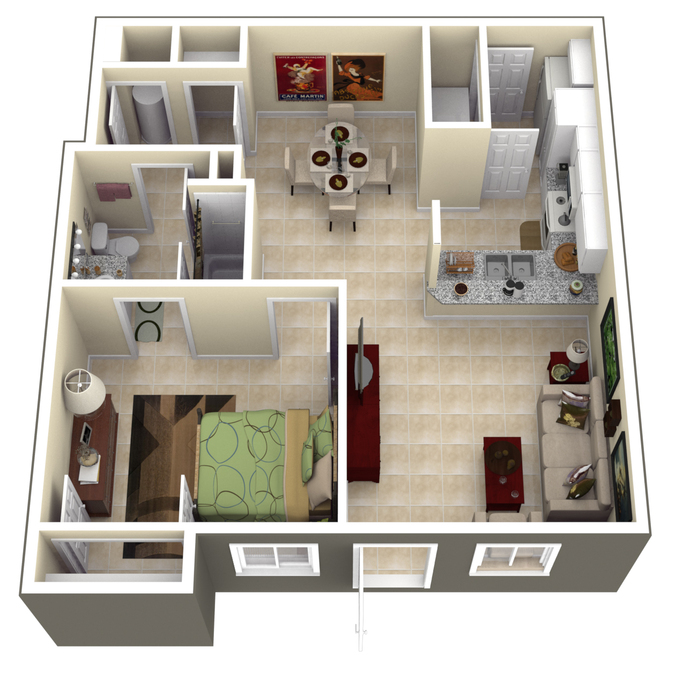 1 2 3 4 Bedroom Apartments In Hollywood 2d Diagram
