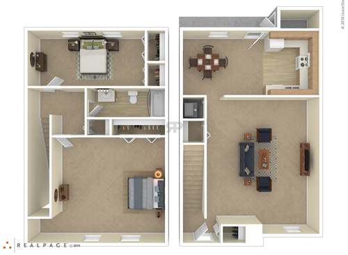 2 Bedroom 1 Bath: Beds - 2: Baths - 1: SqFt Range - 795 to 795