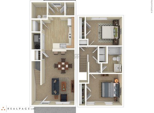2 Bedroom Townhome: Beds - 2: Baths - 1: SqFt Range - 973 to 973