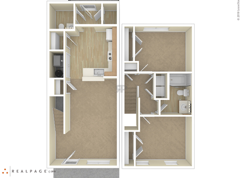 2 Bedroom Townhome: Beds - 2: Baths - 1: SqFt Range - 973 to 973