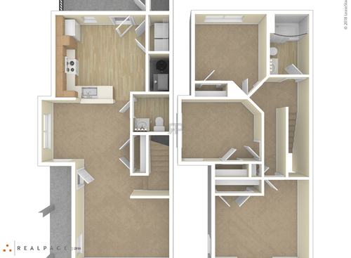 3 Bedroom Townhome: Beds - 3: Baths - 1: SqFt Range - 1187 to 1187
