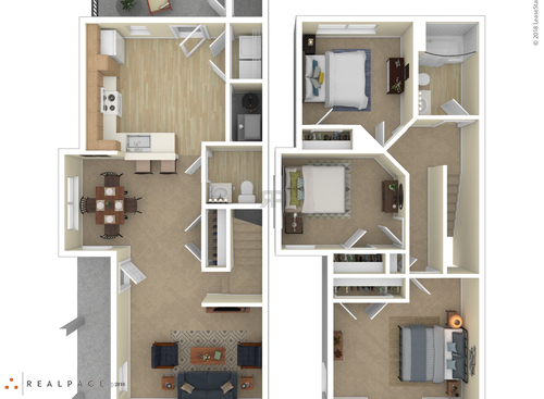 3 Bedroom Townhome: Beds - 3: Baths - 1: SqFt Range - 1187 to 1187