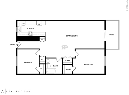 2BR: Beds - 2: Baths - 1: SqFt Range - 768 to 768