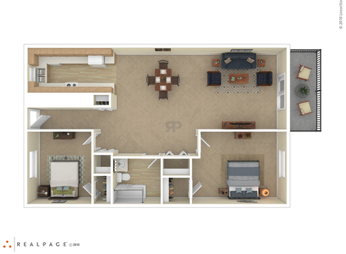 2BR: Beds - 2: Baths - 1: SqFt Range - 768 to 768
